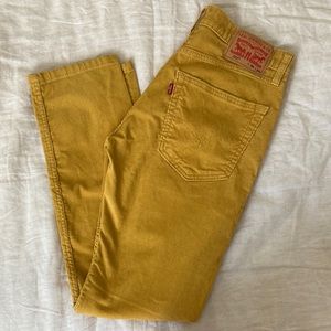 LEVI’S Mustard Taper Micro Corduroy 5 Pocket Stretch Jeans Size 30x32